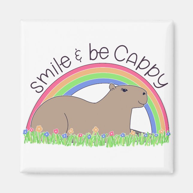 Aimant Smile and Be Cappy mignon et heureux capybara (Devant)
