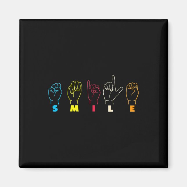 Aimant Smile ASL Alphabet American Sing Language ASL Teac (Devant)