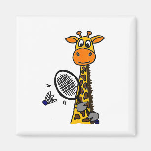 Aimant Smilemoreteesa Funny Giraffe Jouer Badminton Car