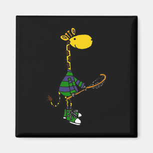 Aimant Smileteessportsa Funny Giraffe Jouer Lacrosse Sp