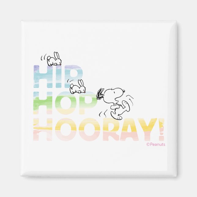 Aimant Snoopy Hip hop Hooray Pâques (Devant)