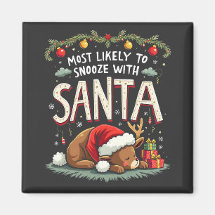 Aimant Snooze avec Père Noël Sleepy Reindeer