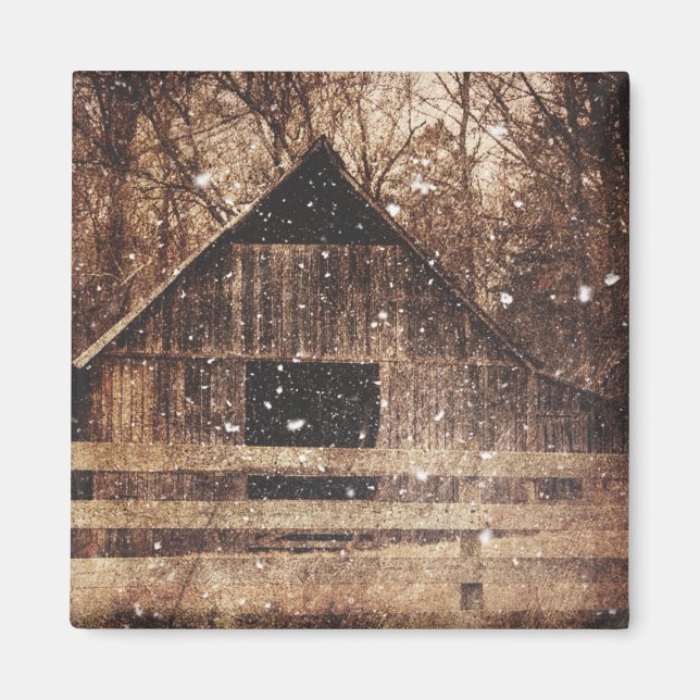 Aimant Snow Country rural Old Barn (Devant)