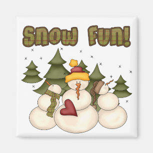 Aimant Snow Fun Deux T-shirts et cadeaux