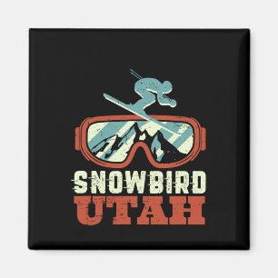 Aimant Snowbird Utah Mountain Ski Rétro Vintage Et Sn