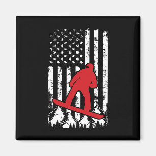 Aimant Snowboard États-Unis Drapeau Snowboardeur