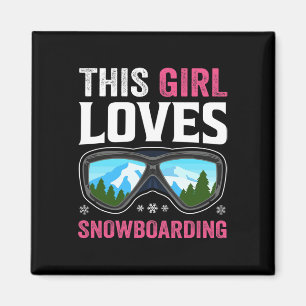 Aimant Snowboard Girl Snowboard Montagnes d'hiver Neige