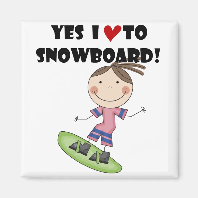 Aimant Snowboard Girl Tshirts et cadeaux (Devant)
