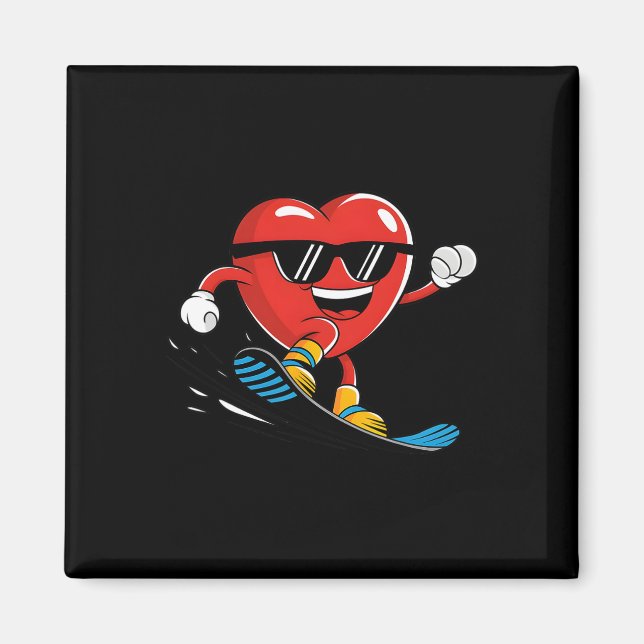 Aimant Snowboard Heart Snowboard Valentines Day Boys G (Devant)