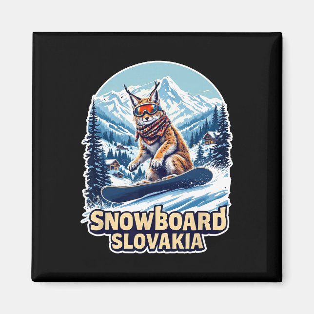 Aimant Snowboard Lynx En Slovaquie Aventure (Devant)