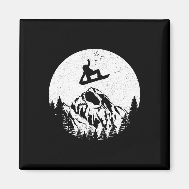 Aimant Snowboard Retro Snowboard Cadeau (Devant)