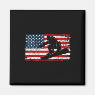 Aimant Snowboard Snowboard Patriotique Vintage américaine