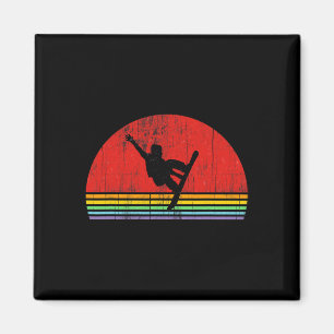 Aimant Snowboard Vintage Retro Snowboard Cadeau Hommes Bo