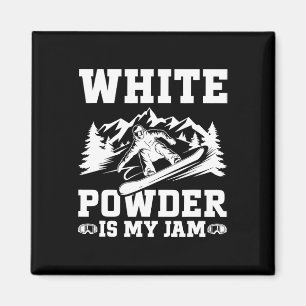 Aimant Snowboard White Powder Snow Winter Snowboard