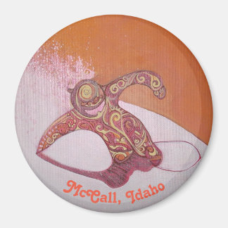 Aimant Snowboarder déchiquetant un peu de pow