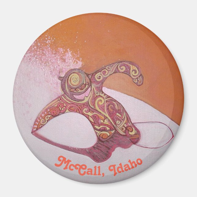 Aimant Snowboarder déchiquetant un peu de pow (Devant)