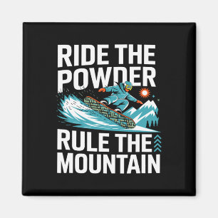 Aimant Snowboarder Ride La Poudre Règle La Neige Montagne