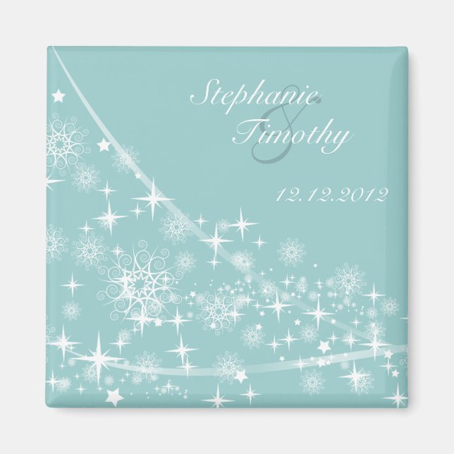 Aimant Snowflakes mariage d'hiver enregistrer la date aim (Devant)