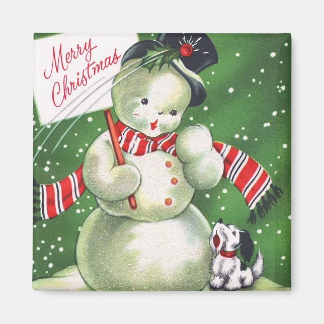 Aimant Snowman avec chien (Devant)