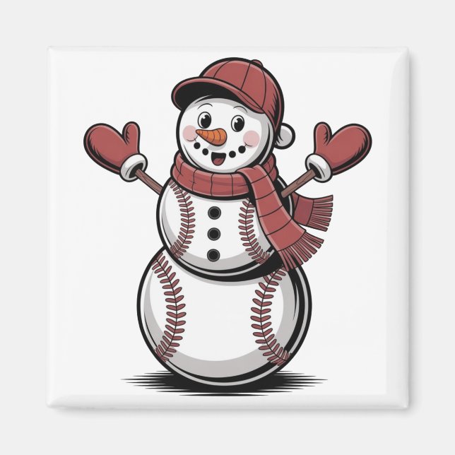 Aimant Snowman Baseball Noël Amateurs de sport (Devant)
