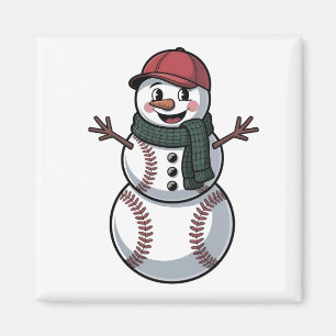 Aimant Snowman Baseball Noël Père Noël Baseball Sport