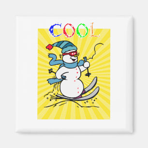 Aimant Snowman coloré Ski drôle mignon snowman ski