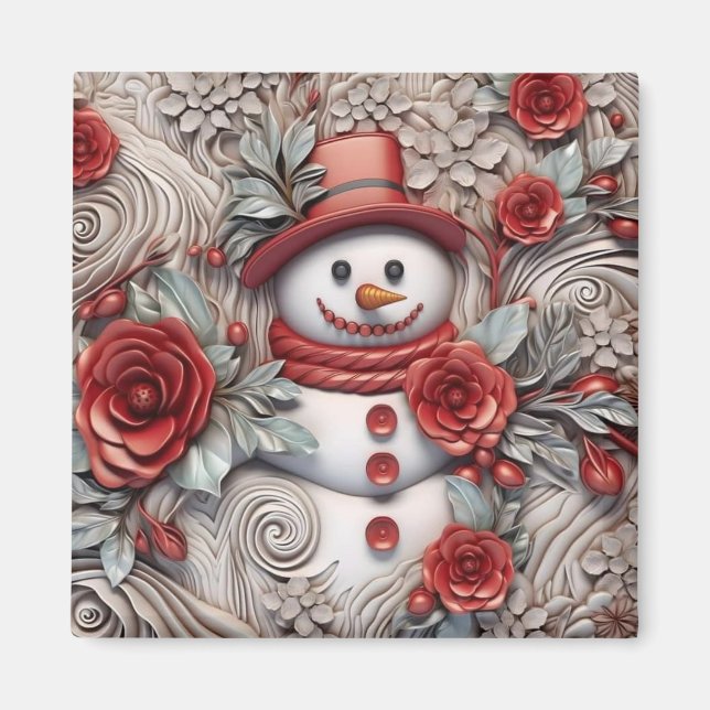 Aimant Snowman de Noël 3D (Devant)