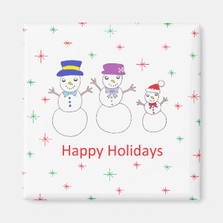 Aimant Snowman Famille Joyeuses Vacances