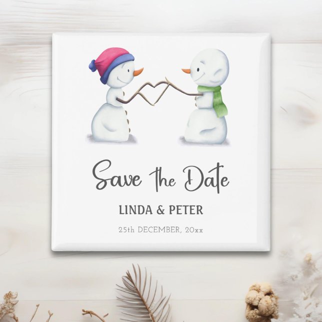 Aimant Snowman Winter Wedding Save the Date (Créateur téléchargé)