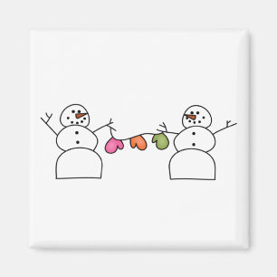 Aimant Snowmen avec T-shirts Mittens et cadeaux