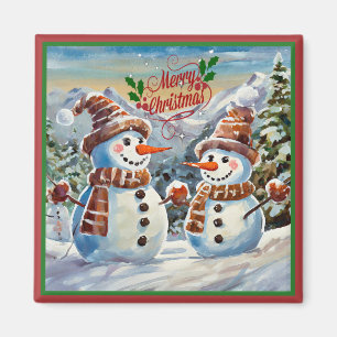 Aimant Snowmen, Joyeux Noël,