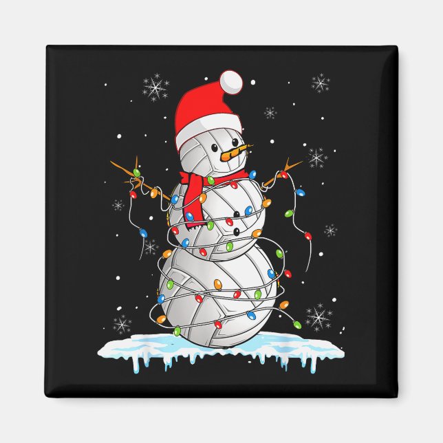 Aimant Snowmies Santa Lights Christmas Snowman Volleyball (Devant)