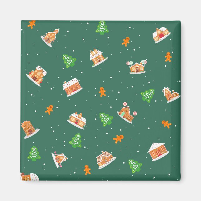 Aimant Snowy Winter Gingerbread Maison Cookies (Devant)