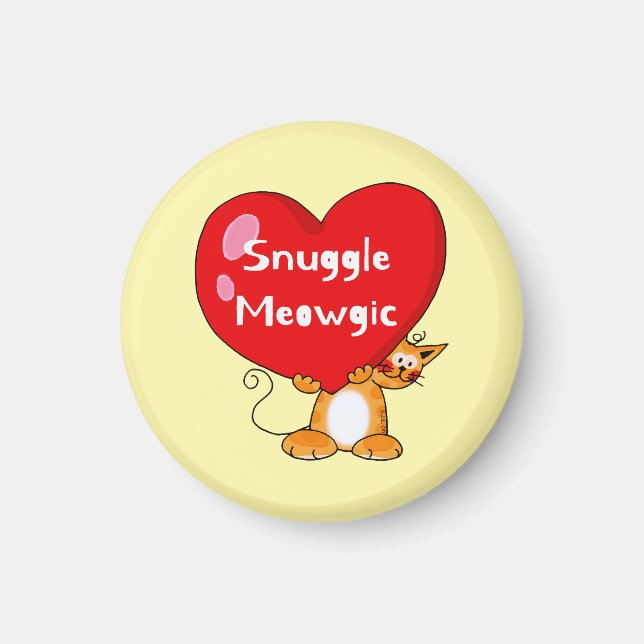 Aimant Snuggle Meowgic Funny Chat Pun Art (Devant)