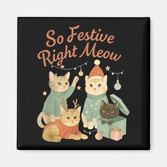 Aimant So Festive Right Meow Funny Christmas Santa Cat  (Devant)
