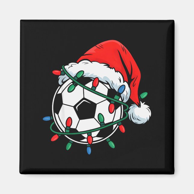 Aimant Soccer Ball Santa Hat Xmas Funny Christmas Soccer  (Devant)