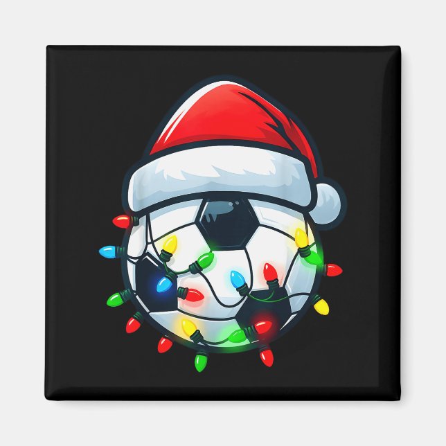 Aimant Soccer Ball Santa Hat Xmas Pajamas Players Toddler (Devant)