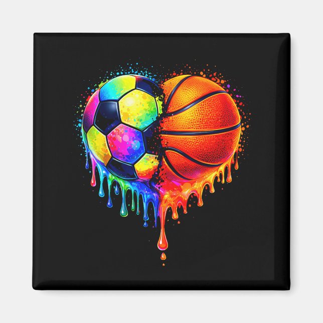 Aimant Soccer Basketball Drip Heart Srts Valentines Day M (Devant)