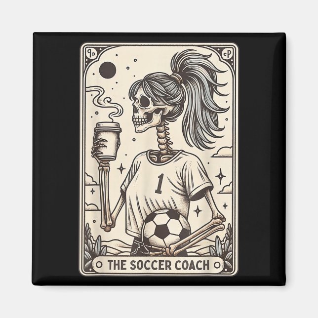 Aimant Soccer Coach Tarot Card Halloween Skeleton Soccer  (Devant)