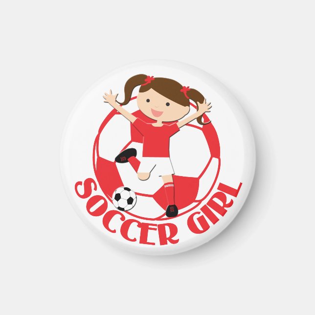 Aimant Soccer Girl 1 et Ball Red and White v2 (Devant)