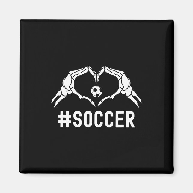 Aimant Soccer Halloween Skeleton Heart Sports Pride (Devant)