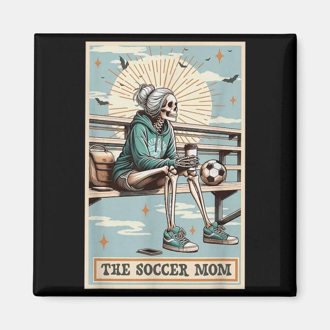 Aimant Soccer Mom Skeleton Tarot Card Vintage Halloween  (Devant)
