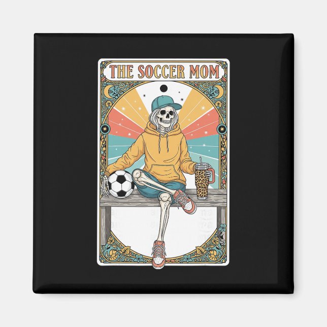 Aimant Soccer Mom Tarot Card Skeleton Coffee Byll Sidelin (Devant)