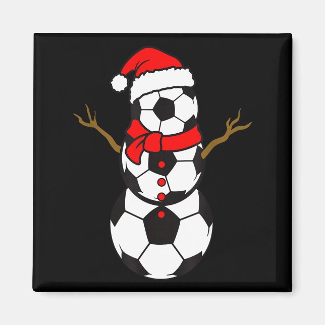 Aimant Soccer Santa Hat Snowman Xmas Funny Soccer Lover C (Devant)