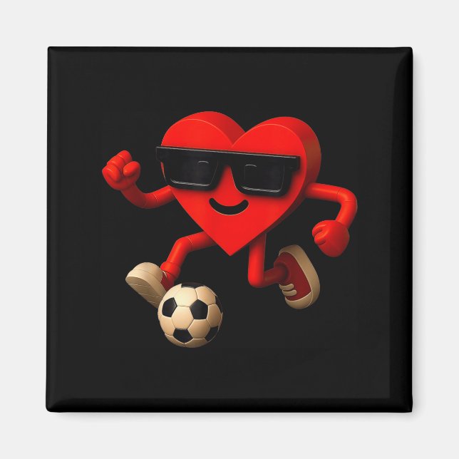 Aimant Soccer Valentines Day Cute Funny Heart Boys Girls  (Devant)