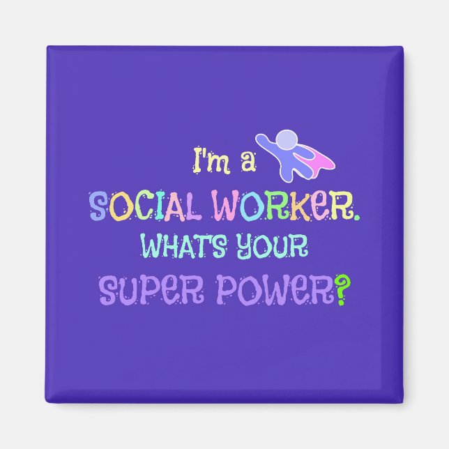 Aimant Social Worker, Pastel Texte Funky Design (Devant)
