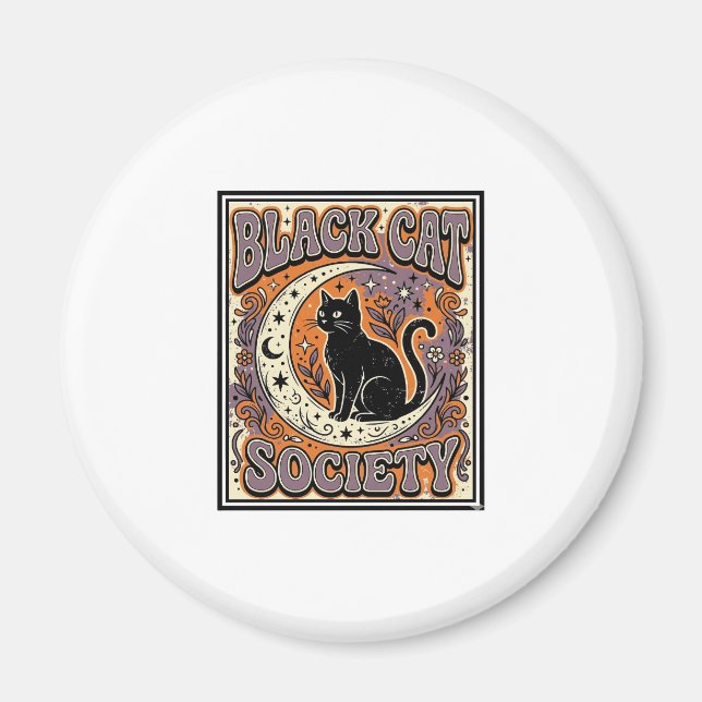 Aimant Société du chat noir Chat noir Art vectoriel vinta (Devant)