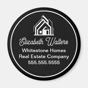 Aimant Société immobilière noire chic Realtor personnalis