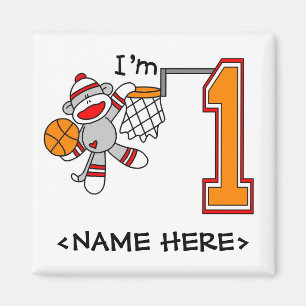 Aimant Sock Monkey Hoops 1er anniversaire