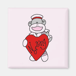 Aimant Sock Monkey I Love Nursing T-shirts et cadeaux